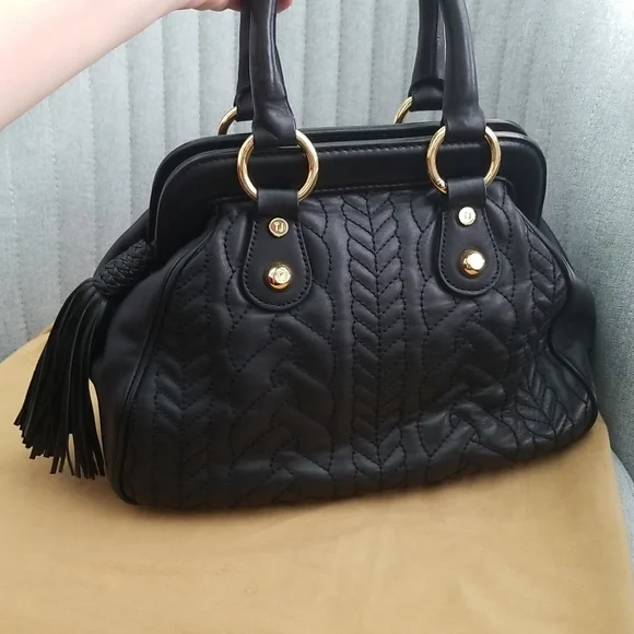 TJ Collection Black Doctor Style Bag, Genuine Leather, NWOT - Picture 3 of 10